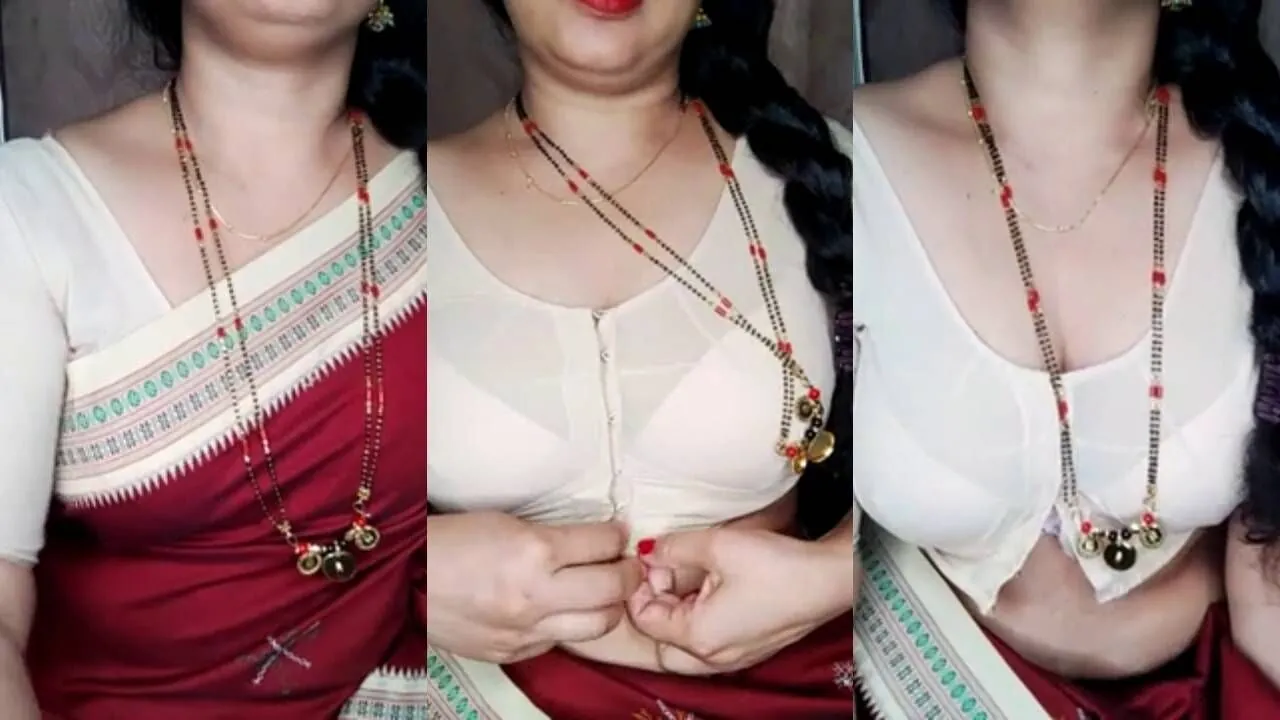 Horny Telugu housewife rubbing oil on her perfect boobs on cam