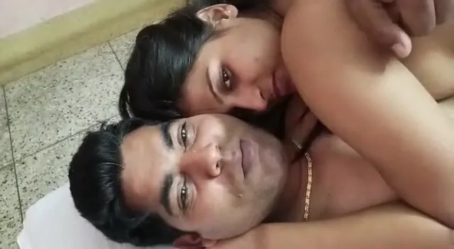 Newly married couple on honeymoon kissing and fucking