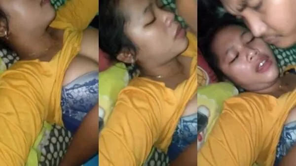 Newly married Indonesian couple fucking after movie night