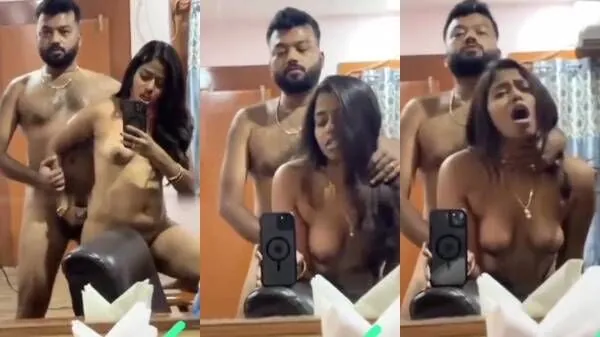 Tamil honeymoon couple hard doggy fucking in front of mirror